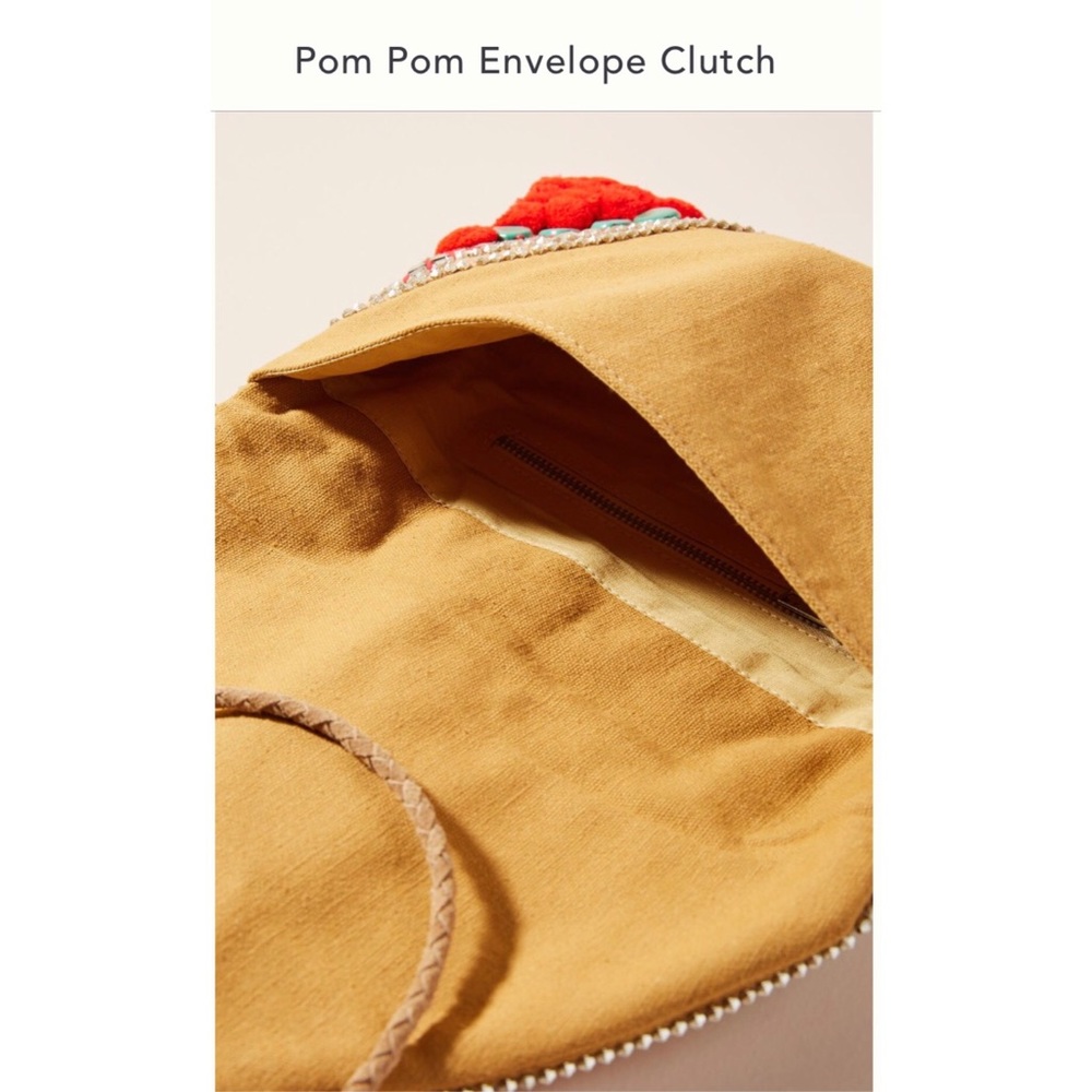 LAST ONE ANTHROPOLOGIE POM POM ENVELOPE CLUTCH - Picture 4 of 4